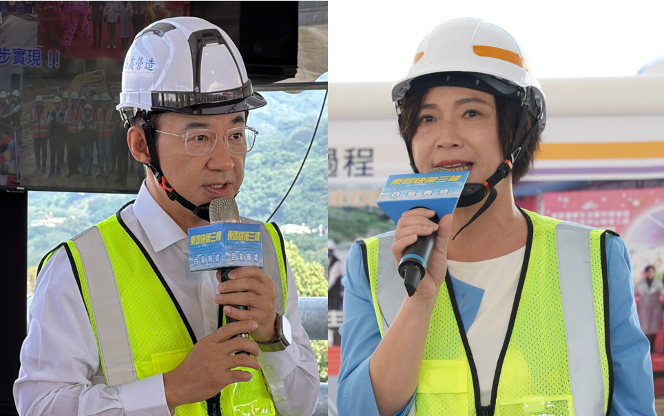 市長參選人江啟臣、何欣純都出席，見證山城交通發展的重要歷史時刻。 圖：Newtalk新聞/合成