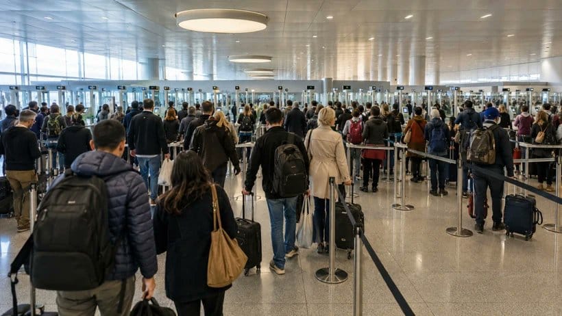歐盟電子出入境系統（EES）上路後，部分機場出現通關壅塞，旅客面臨長時間排隊與生物辨識故障等問題。 圖：翻攝自 X @dunyagazetesii