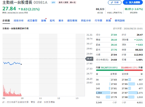 量縮觀望下 瑤姐逆勢砸逾6億元布局 00981A買誰？為何買？
