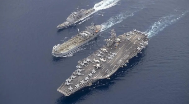 美國海軍「羅斯福號」（USS Theodore Roosevelt）航空母艦預計未來數週啟程前往中東。 圖：翻攝自 騰訊網 軍武次位面
