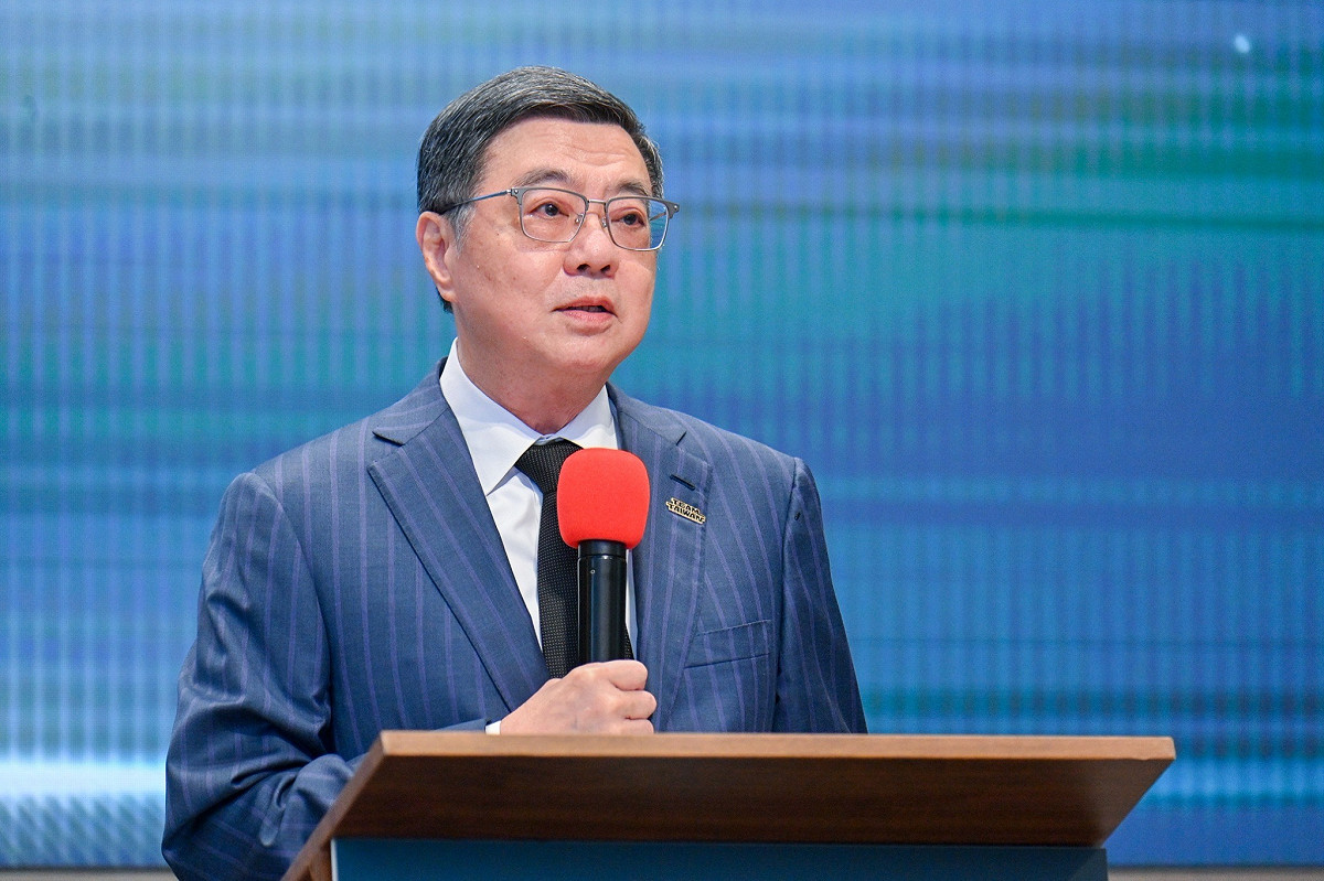 卓榮泰8月31日出席「2026金檢警聯防：科技阻詐，全域守護高峰會」。 圖：行政院提供