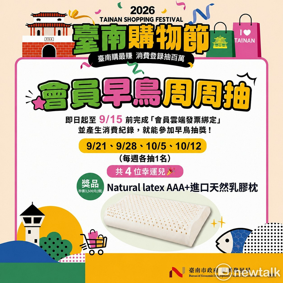 臺南購物節今年邁入第16年，將自9月7日全面啟動，活動延續至明年初。 圖：台南市政府提供