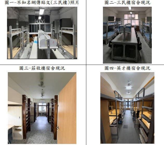 網友PO出警專「三民樓」破舊宿舍照引發討論，警專駁斥照片與現況不符。 圖：翻攝畫面