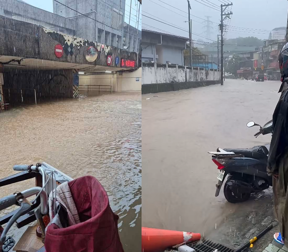 受到低壓帶和科羅旺颱風外圍雲系影響，北部雨勢特別明顯，南北雨勢也出現大逆轉。 圖：翻攝自基隆人臉書社團