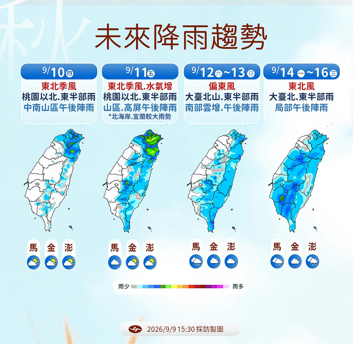 未來一週降雨趨勢。 圖：氣象署／提供