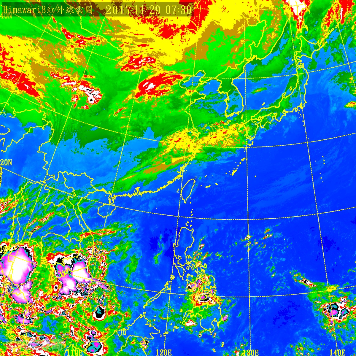 台灣地區29日氣溫普遍回升，部分地區清晨有濃霧影響能見度。 圖：中央氣象局提供