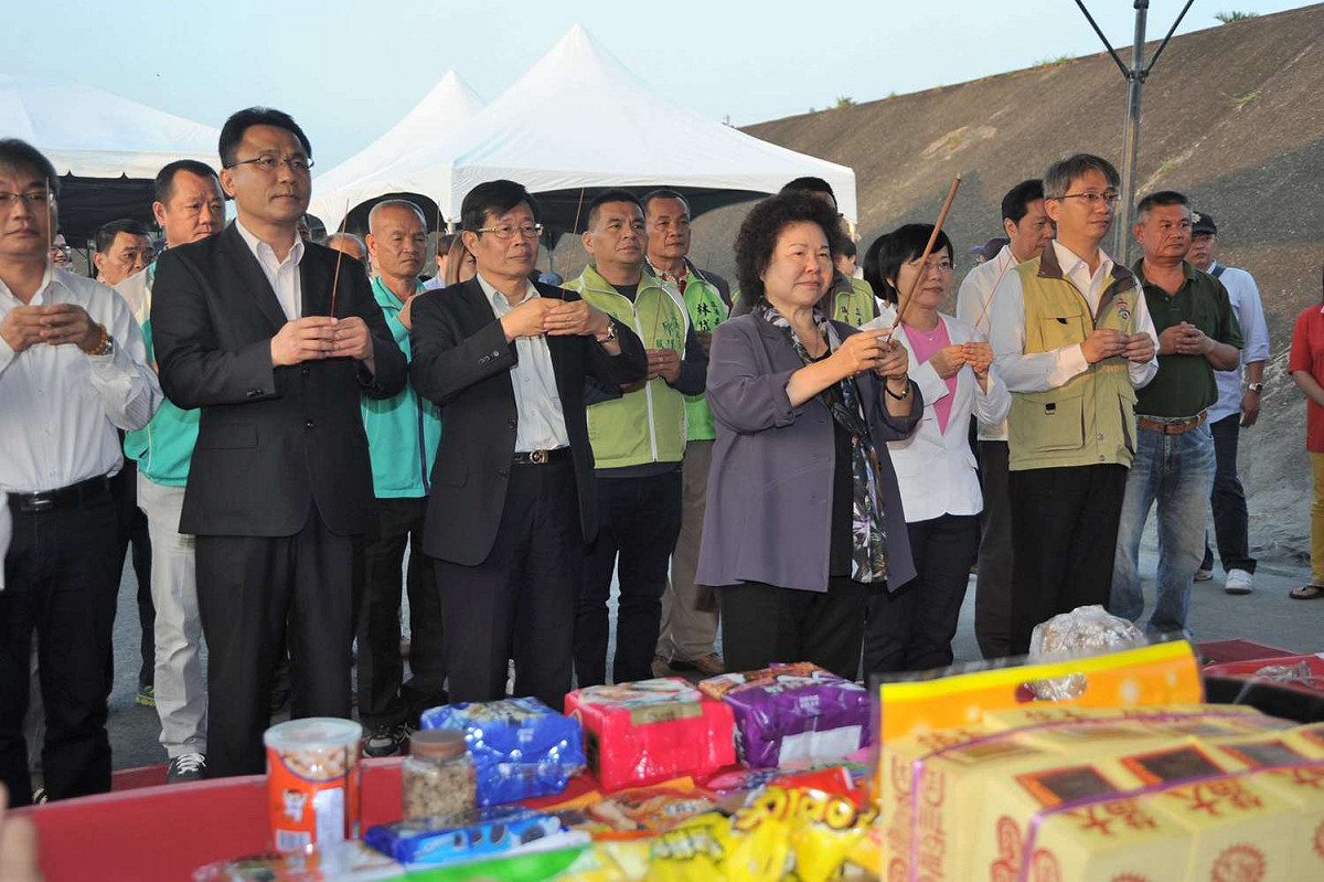 陳菊今(30)日出席「旗山區鯤洲、新光抽水站改建工程」動土典禮。 圖：高雄市政府/提供