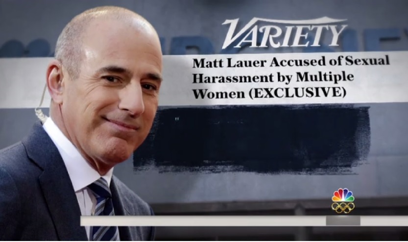 美國知名晨間電視節目「今日秀」主持人勞爾（Matt Lauer）因為被控性騷擾遭開除。 圖：翻攝NBC NEWS