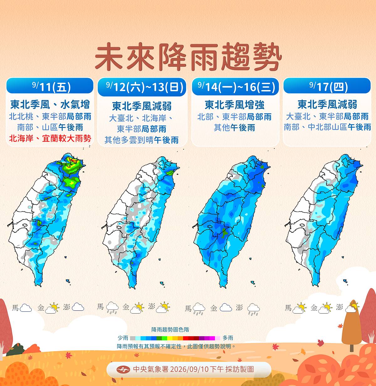 未來一週降雨趨勢。 圖：氣象署／提供