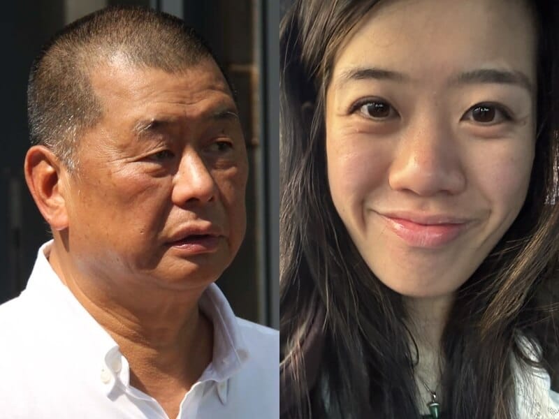 黎智英（左）的女兒黎采（右）10日表示，任何人都不應認為香港仍存在法治。（左圖取自中央社檔案照片，右圖為黎采提供）