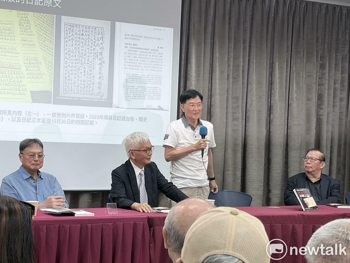 郭禮伯之子郭貽熹今（14）日出席信民協會創會理事長黃清龍所撰寫的《蔣家血緣未解之謎》新書發表會。 圖：李宣萱/攝