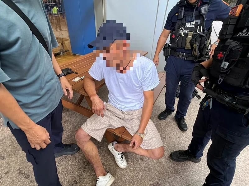 林姓通緝犯持刀闖入淡江大學，警方火速逮捕。 圖：警方提供