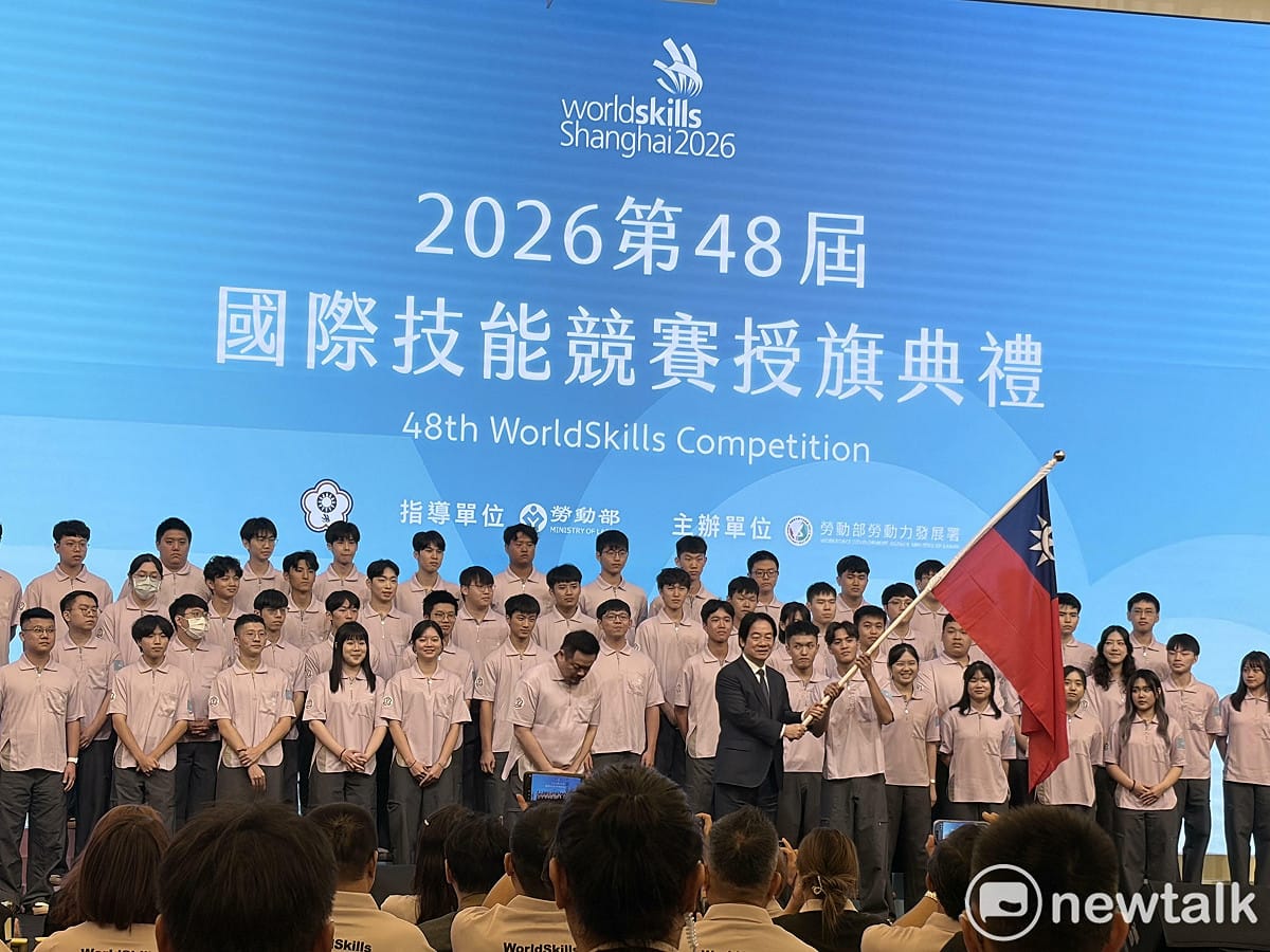 賴清德為我國技能國手授旗。 圖：李宣萱／攝