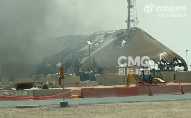 中東美軍基地被炸毀。 圖 : 翻攝自CCTV國際時訊