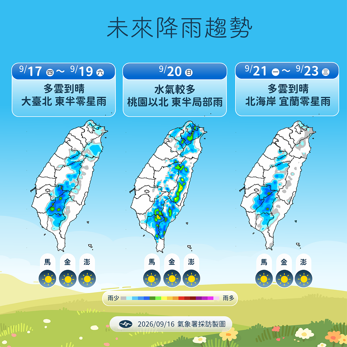 未來一週降雨趨勢。 圖：氣象署／提供
