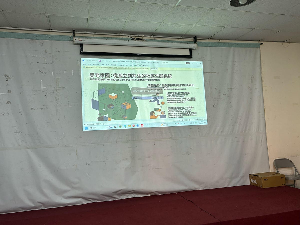 「雙老家園林口社宅：星兒與協力家庭的互助網絡及生活改變」報告整理23戶星兒家庭與5戶協力家庭的生活回溯資料，呈現成年自閉症者及其高齡父母入住社宅後，如何逐步從孤立照顧走向社區共生。 圖：王幼玲提供