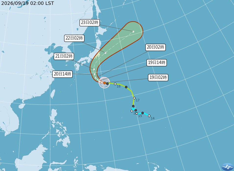 氣象專家吳德榮指出，杜鵑颱風位於日本南方海面，未來將呈現大迴轉路徑。 圖/氣象署