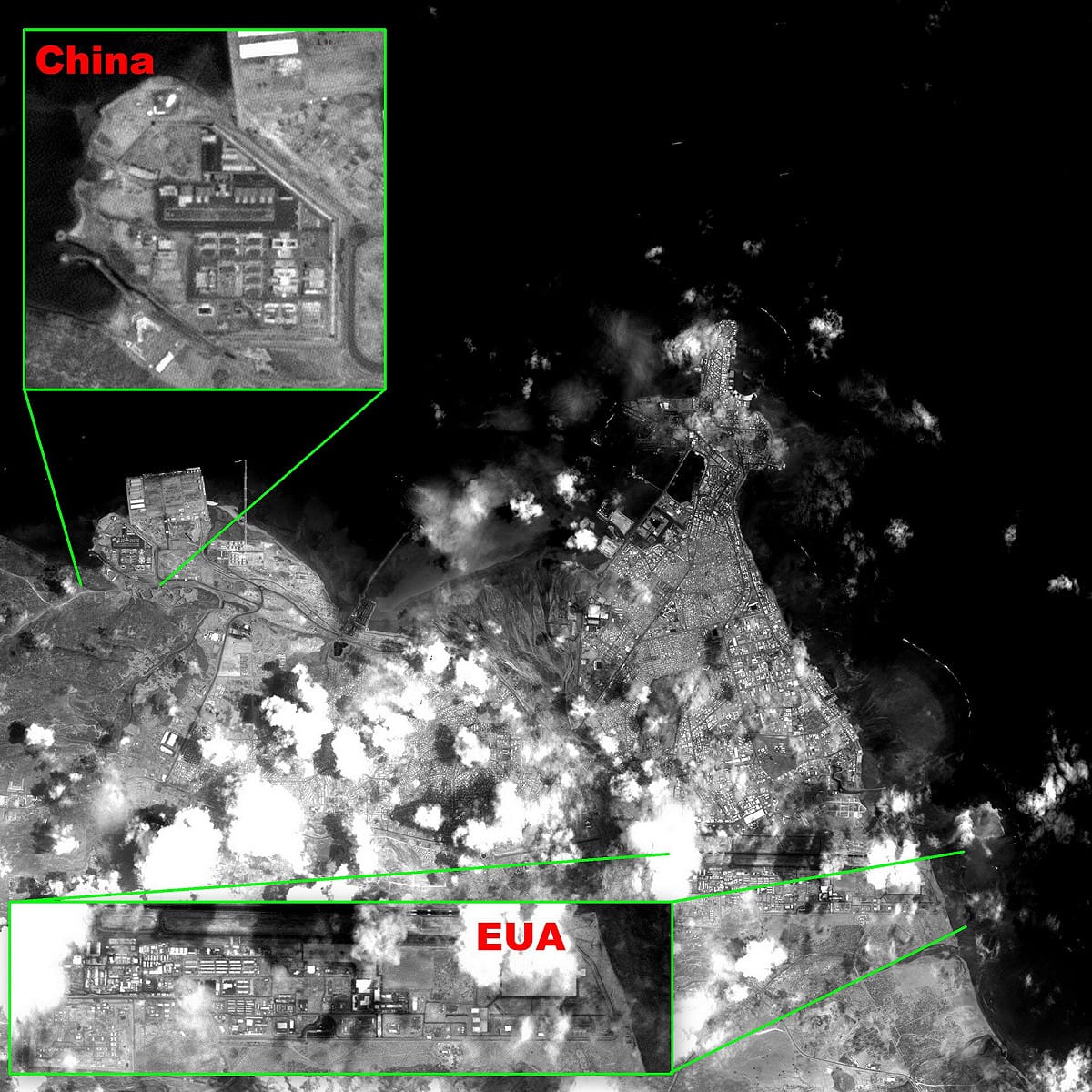 CSIS 表示，根據商業衛星影像，中國人民解放軍駐吉布地保障基地自 2024 年中期以來出現兩座新的通訊設施，並增設天線、衛星通訊設備及其他相關資產。 圖：翻攝自 維基百科