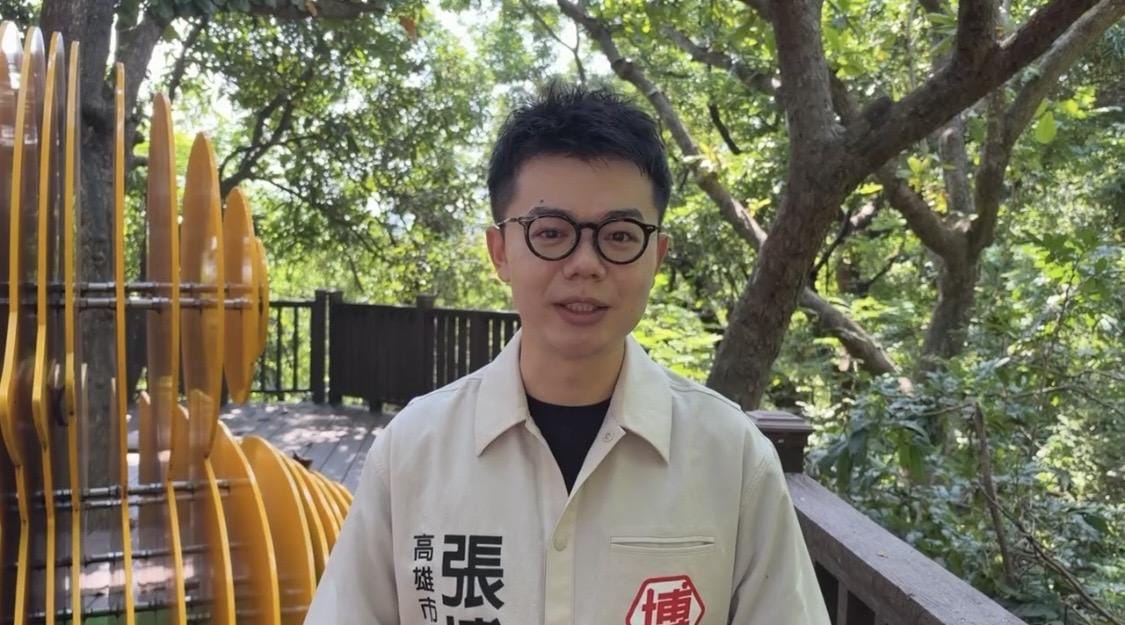 張博洋酸蔣萬安老是「問台北答高雄」，其實真的打從心裡很羨慕高雄的成長與發展，造勢場講的完全都是真心話。 圖：張博洋服務處／提供