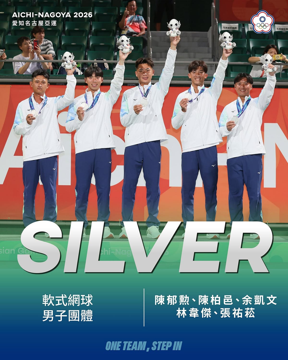 名古屋亞運開幕後第一個完整比賽日，中華台北代表團20日在軟式網球與空手道傳出捷報，單日進帳2銀1銅。 圖：翻攝「臉書」中華奧會 Chinese Taipei Olympic Committee粉絲專頁