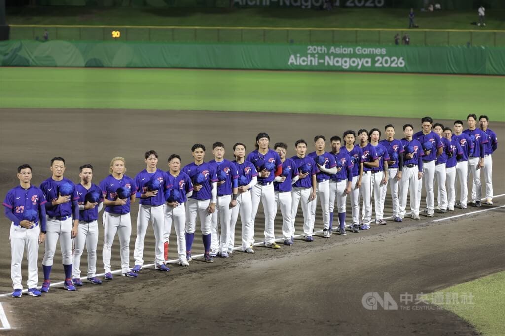 台灣隊選手賽前齊唱中華奧會會歌。 中央社記者翁睿坤攝　115年9月21日