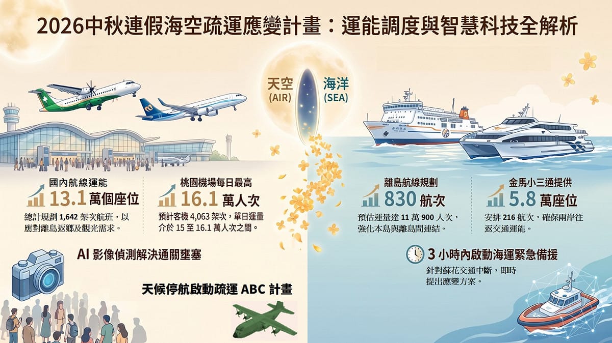 中秋及教師節連假海空運疏運措施。 圖：交通部／提供
