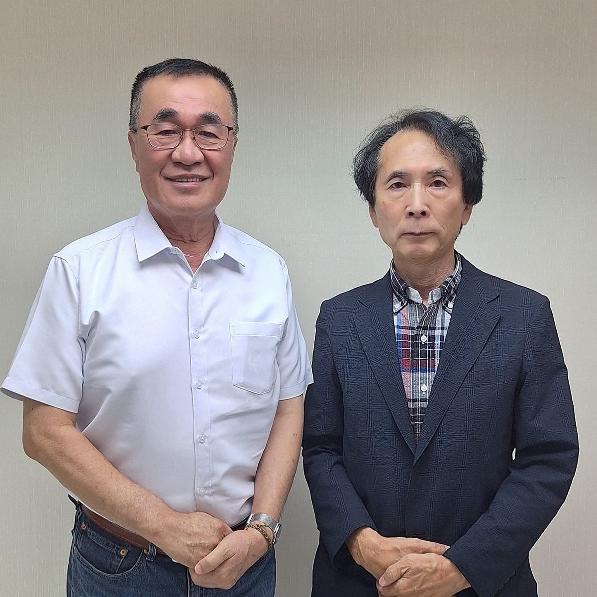 國立清華大學人文社會學院榮譽講座教授小笠原欣幸拜會國民黨新北市長候選人李四川。 圖：翻攝自Yoshiyuki Ogasawara臉書