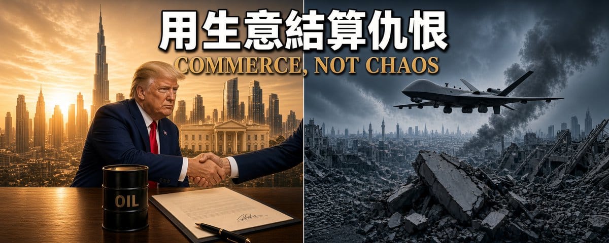 川普的中東願景，正推進到撤軍、訂單與冷和平，或許這就是他準備好的十月驚奇之一。 圖：翻攝自童文薰X