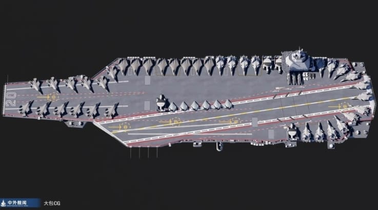 中國004型航母鳥瞰想像圖。 圖 : 翻攝自零度Military