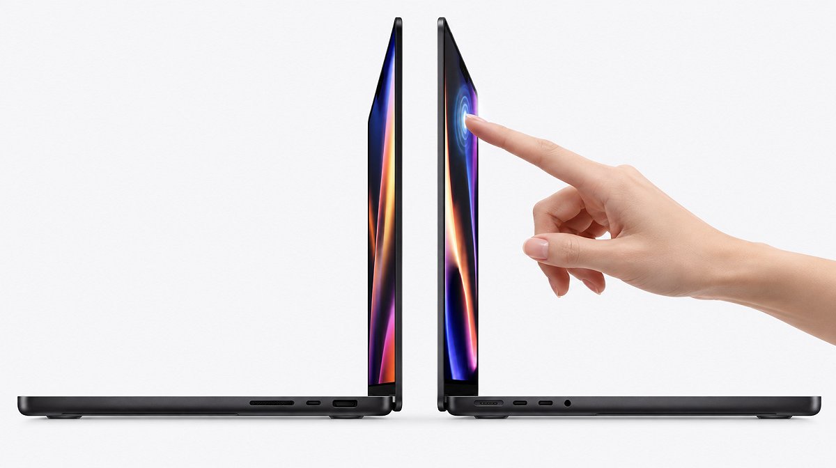 蘋果傳最快10月推出首款觸控MacBook Pro，機身、螢幕與晶片同步翻新，迎來近年最大改款。(圖為觸控式示意，非新一代MacBook Pro產品圖） 圖：ChatGPT AI 生成 /  曾郡秋 製