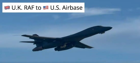 美空軍基地疑遭恐攻威脅鎖定，緊急撤離12架部署英國皇家空軍費爾福德基地的轟炸機。 圖：翻攝自X@RyanRozbiani