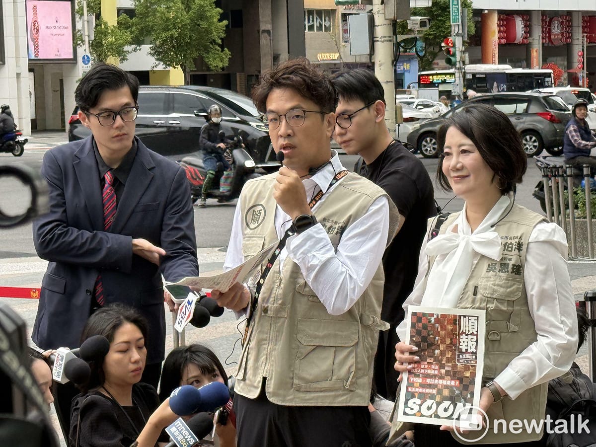 民進黨台北市長參選人沈伯洋、競選總幹事吳思瑤。 圖：周煊惠 / 攝