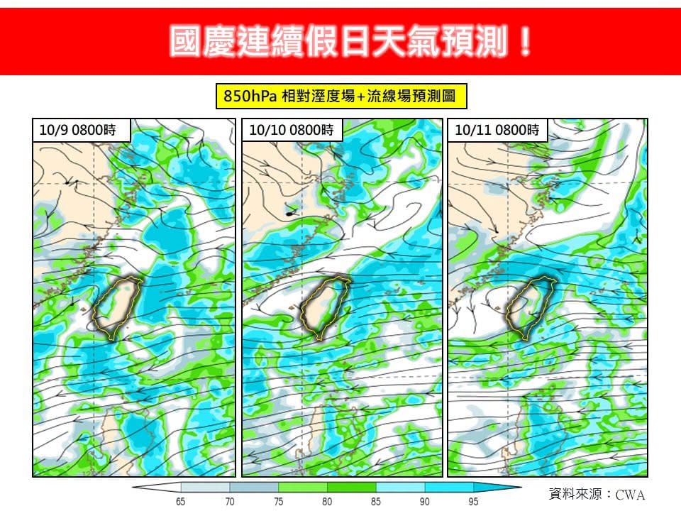 國慶3天連假天氣預測一圖看。 圖：取自「林老師氣象站」