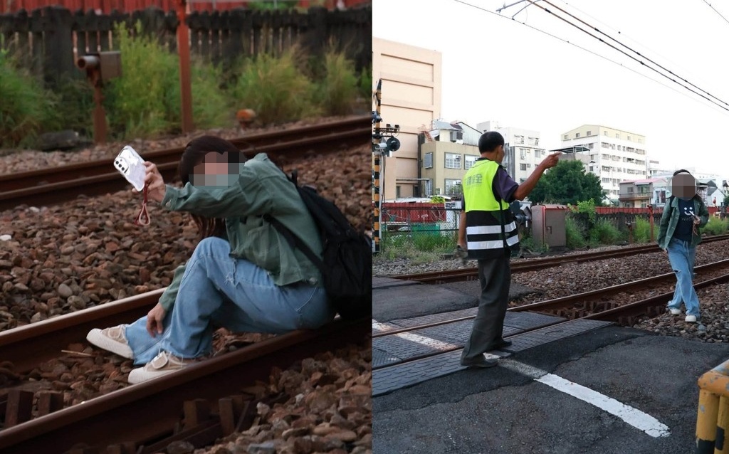 台南鐵路地下化！女闖平交道坐軌自拍 網轟：也想地下化嗎？