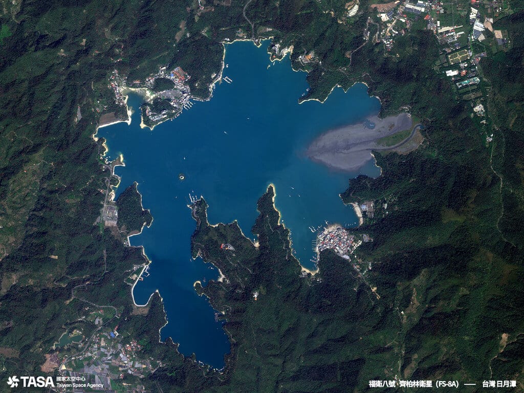 國家太空中心15日公布齊柏林衛星的最新取像成果，日月潭輪廓清晰。（國家太空中心提供）中央社記者趙敏雅傳真　115年10月15日