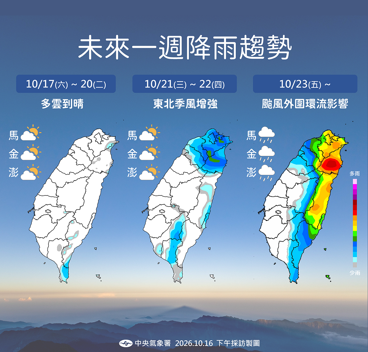 未來一週降雨趨勢。 圖：氣象署／提供
