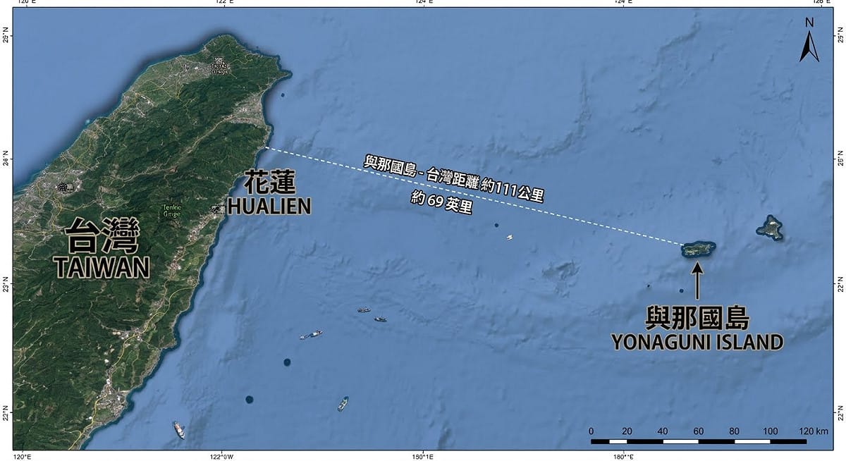 日本與那國島的火力可以涵蓋整個台灣 圖：新頭殼繪製