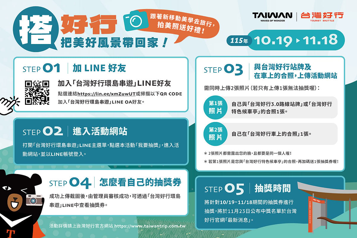「搭好行，把美好風景帶回家」懶人包。 圖：交通部觀光署／提供