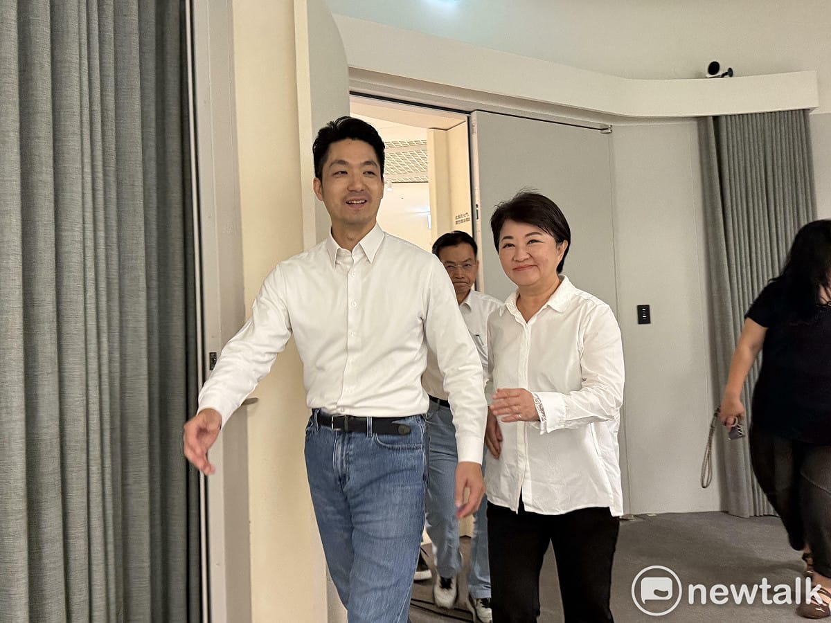 台北市長蔣萬安、台中市長兼蔣萬安競選團隊主委盧秀燕。 圖：周煊惠 / 攝