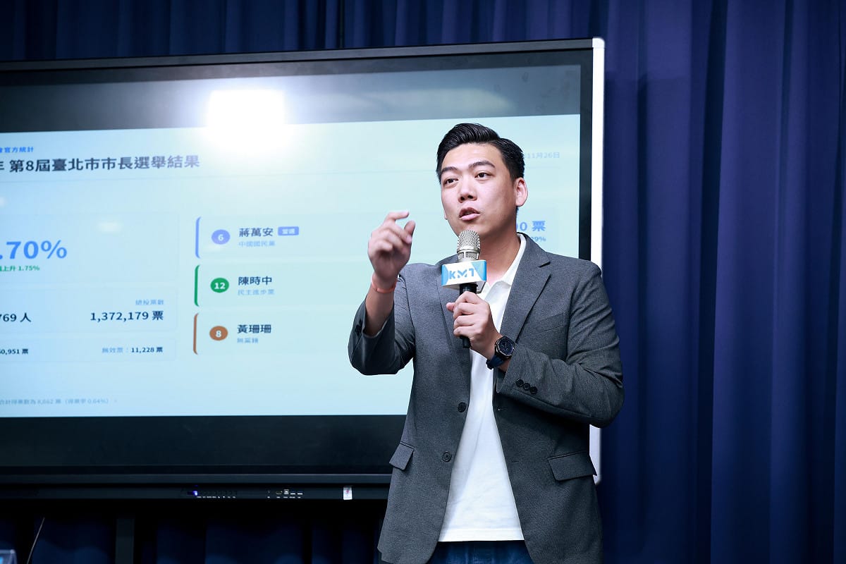 國民黨台北市議員參選人賴苡任對信民協會的台北市長民調結果提出質疑。 圖：國民黨/提供