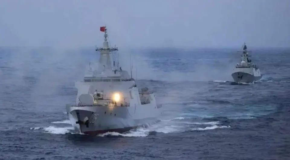 中方聲稱，無論美日軍演規模多大，都無法撼動中國守護台灣主權的決心。圖為解放軍海上軍演。 圖:翻攝自騰訊網