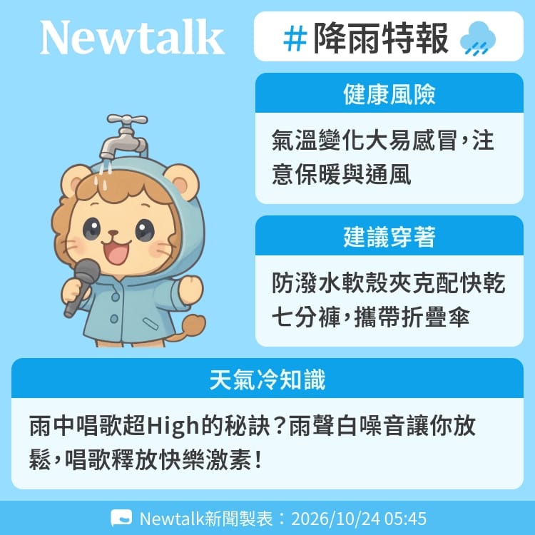雨中唱歌超High的秘訣？雨聲白噪音讓你放鬆，唱歌釋放快樂激素！ 圖：Newtalk製表