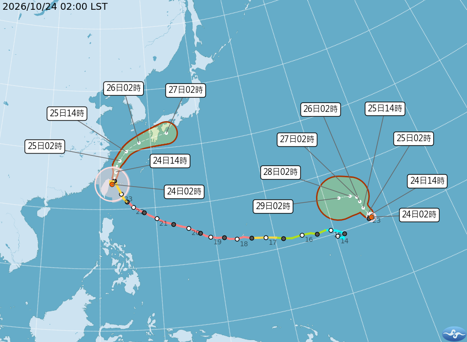 薔琵颱風影響最劇烈時刻已過，西半部仍需防局部地區豪雨。 圖/氣象署