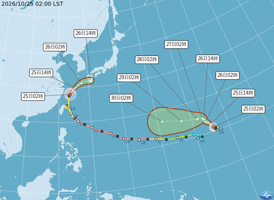 薔琵颱風逐漸遠離台灣，各地天氣逐漸回穩。 圖/中央氣象署