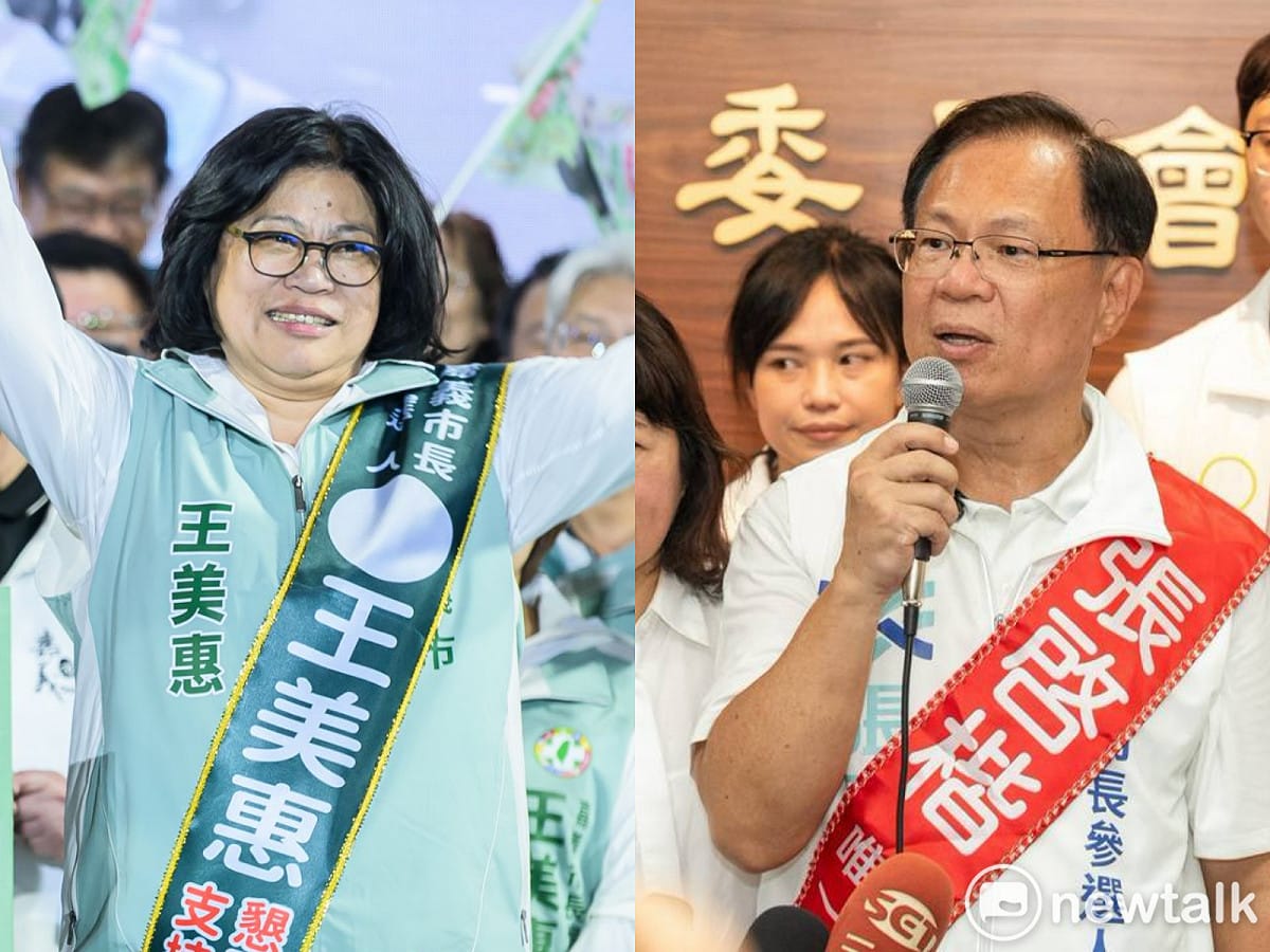嘉義市選舉委員會今日舉行各級選舉候選人號次抽選。其中，在市長選舉，由國民黨與民眾黨共推的市長候選人張啟楷抽中3號；民進黨市長候選人王美惠抽中4號。 圖：新頭殼合成