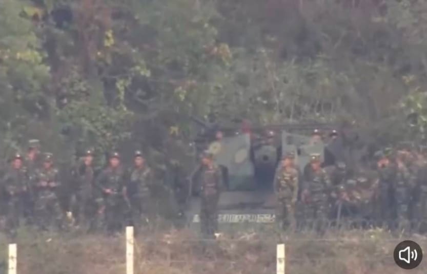 北韓的大批軍人與大砲突然出現在南韓邊界。 圖 : 翻攝自 X /  Xman