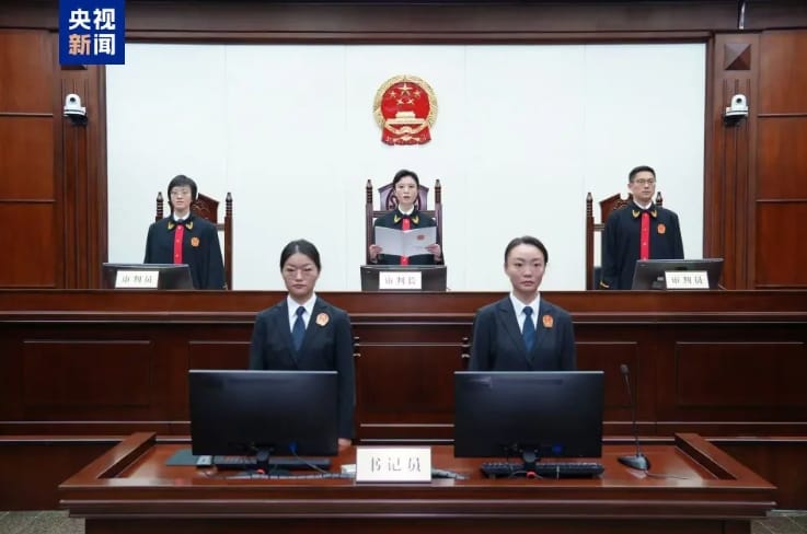 成都市中級人民法院宣判王會民一審死緩兩年。 圖 : 翻攝自央視新聞
