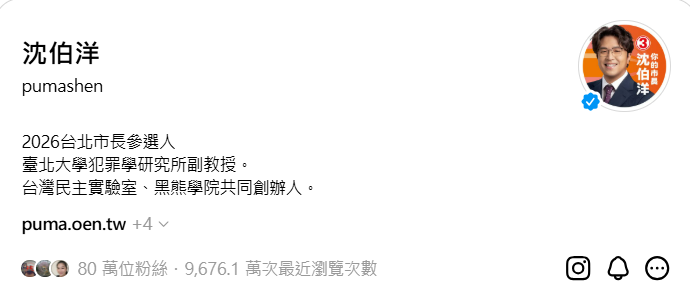 沈伯洋Threads近30天流量達9500萬次，遭歷史哥李易修質疑，網友詢問Meta AI獲回應稱數字有可能。 圖：翻攝自沈伯洋Threads