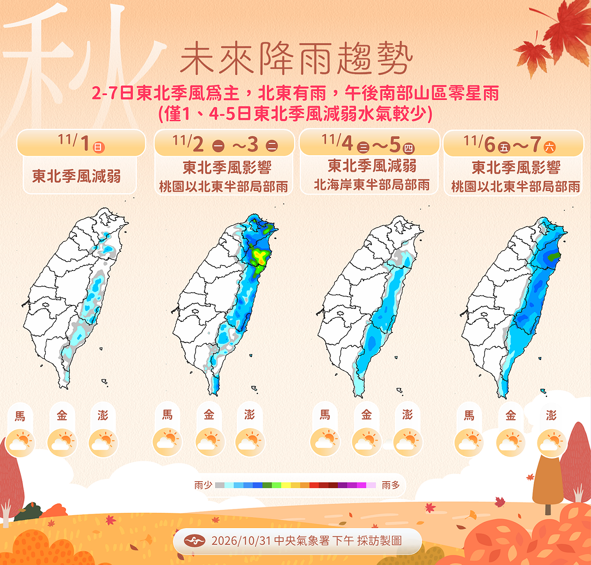 未來一週降雨趨勢。 圖：氣象署／提供