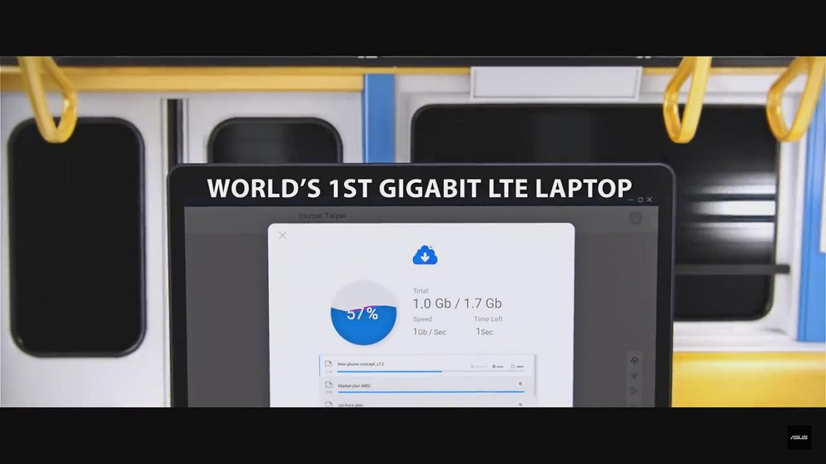 華碩採用驍龍處理器的首款Gigabit LTE筆記型電腦「NovaGo」。  圖：翻攝自 ASUS YouTube